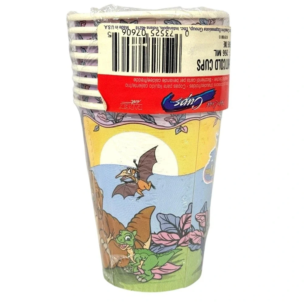 Vintage Land Before Time Littlefoot Birthday Party Hot Cold Cups Supplies 8 ct